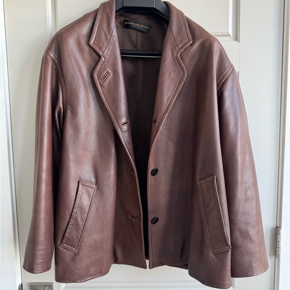 Donna Karan Collection - Vintage Designer Brown Leather Jacket